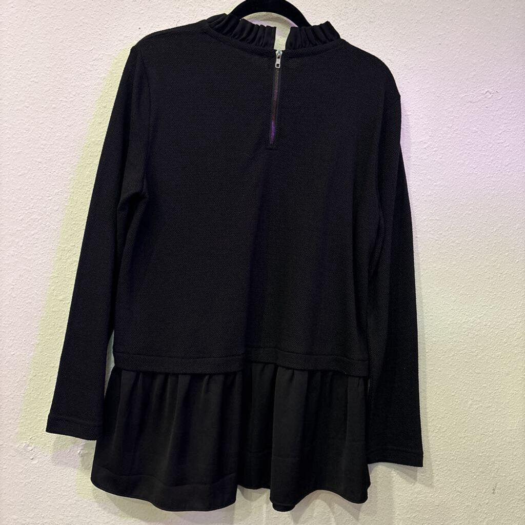 BEACH LOUNGE,NEW RUFFLE TUNIC TOP ,BLK ,L