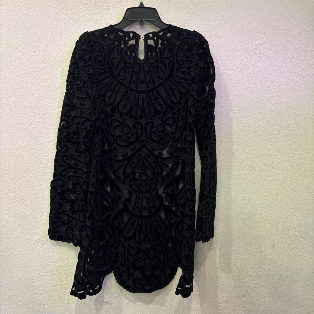 SEA NEW YORK,NWT VELVET PATTERNED SHELL DRESS ,BLK ,12