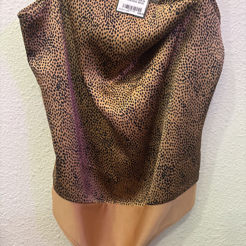 SINCERLY JULES,ANIMAL PRINT BODYSUIT ,GOLD BLK ,XS