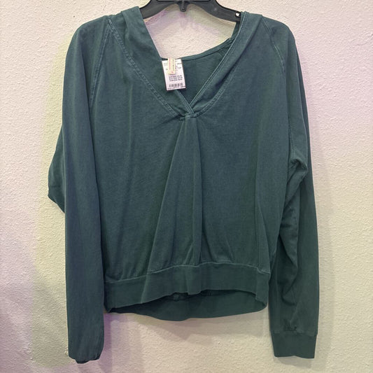 FREEPEOPLE,HOODED PULLOVER TOP ,AQUA,L