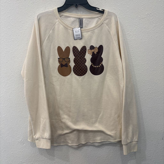 CREW NECK SWEAT SHIRT,CREAM,XL