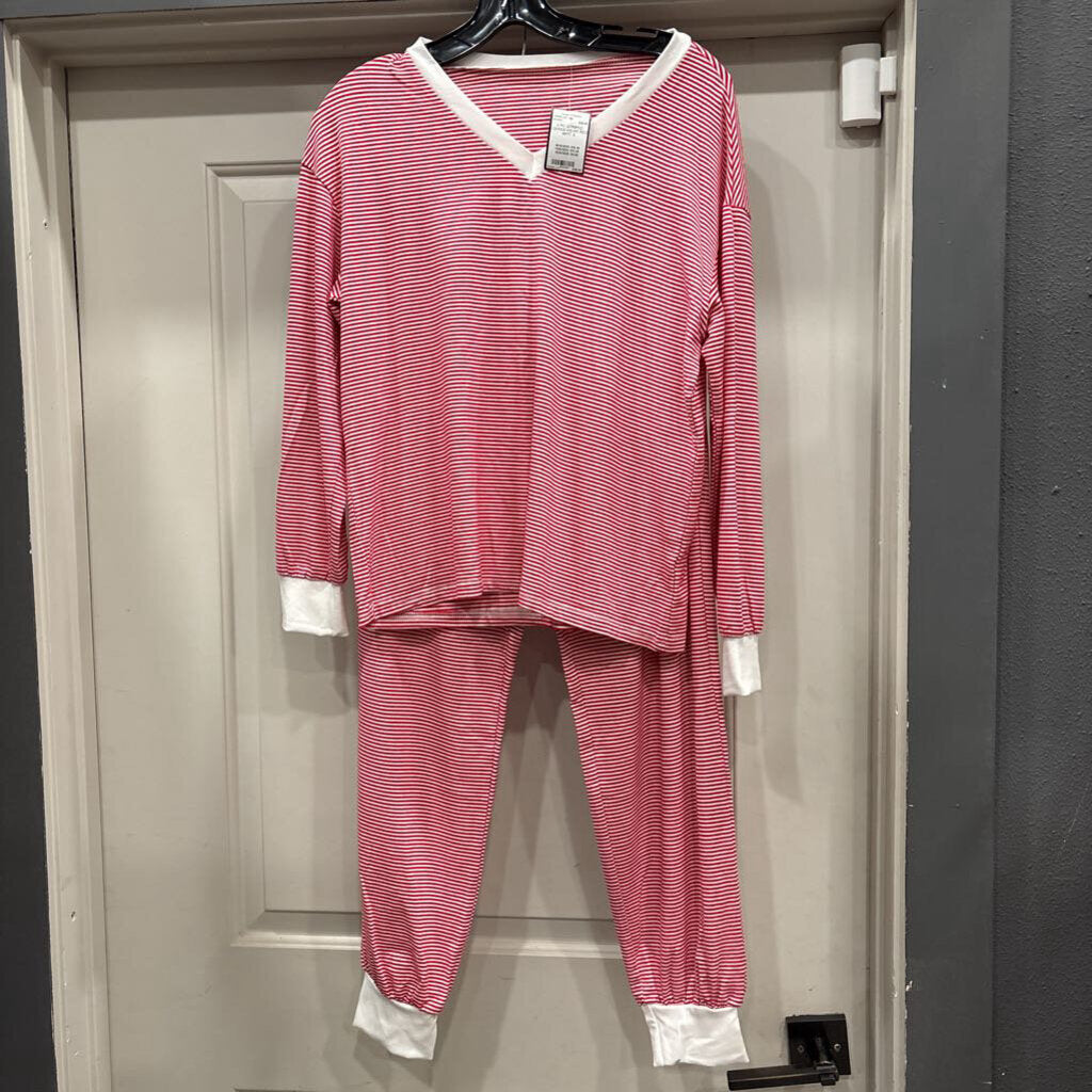NO LABEL,2 PC STRIPED LOUNGEWEAR,RED WHT,S