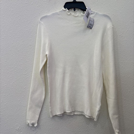 MOLLY BRACKEN,NWT RUFFLE TNECK TOP ,IVORY,XL
