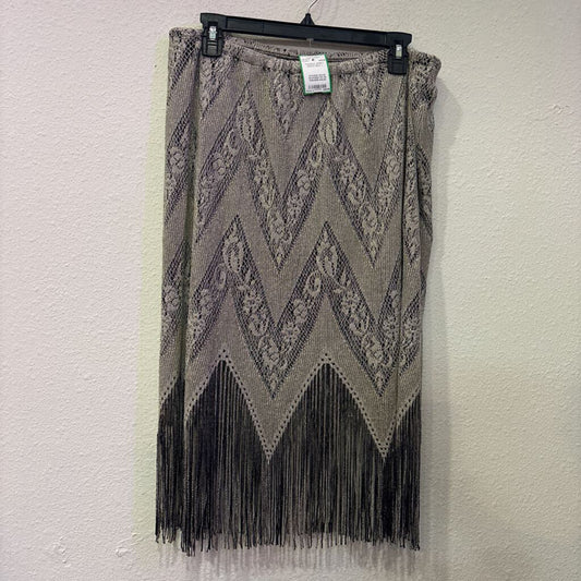 MICHAELA,TASSLE SKIRT,GOLD BLK,L