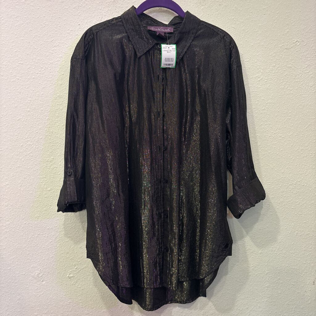 GLORIA VANDEBELT,LONGSLV BU TOP,BLK,L