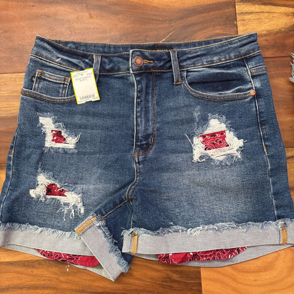 JUDY BLUE,DENIN SHORTS,BLUE,L