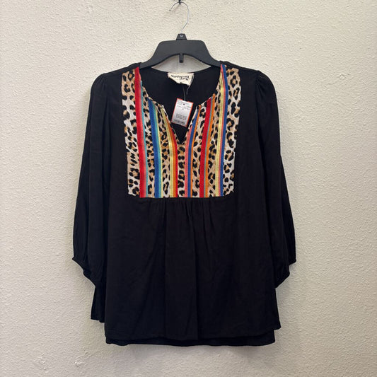 SAVANNA JANE,3/4SLV TOP,BLK,M