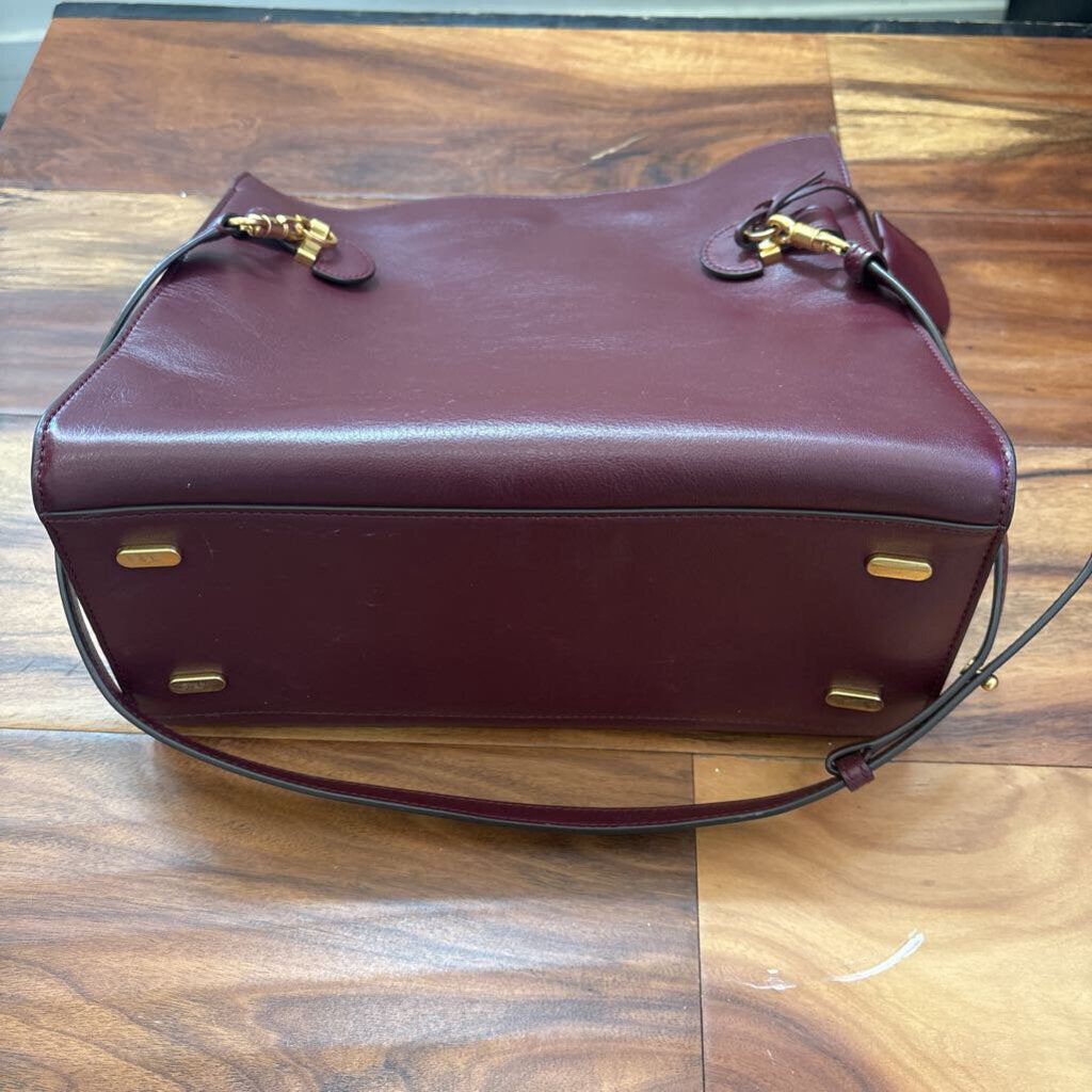 TORY BURCH,LEATHER LEE RADZIWILL DOUBLE BAG **RETAILS $1,098,MAROON