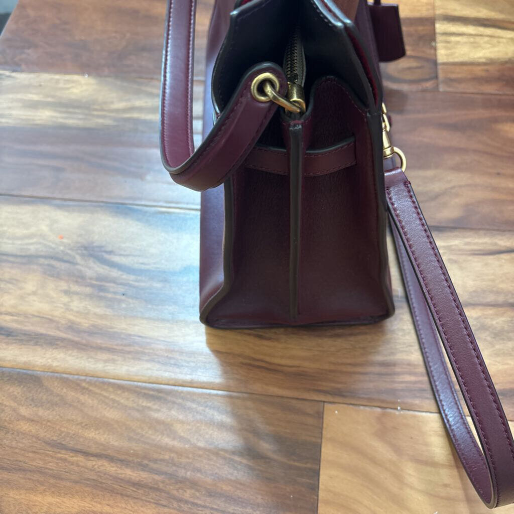 TORY BURCH,LEATHER LEE RADZIWILL DOUBLE BAG **RETAILS $1,098,MAROON
