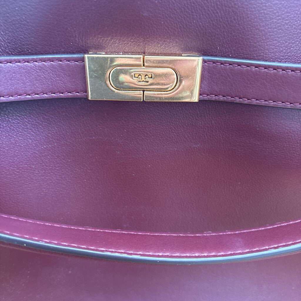 TORY BURCH,LEATHER LEE RADZIWILL DOUBLE BAG **RETAILS $1,098,MAROON