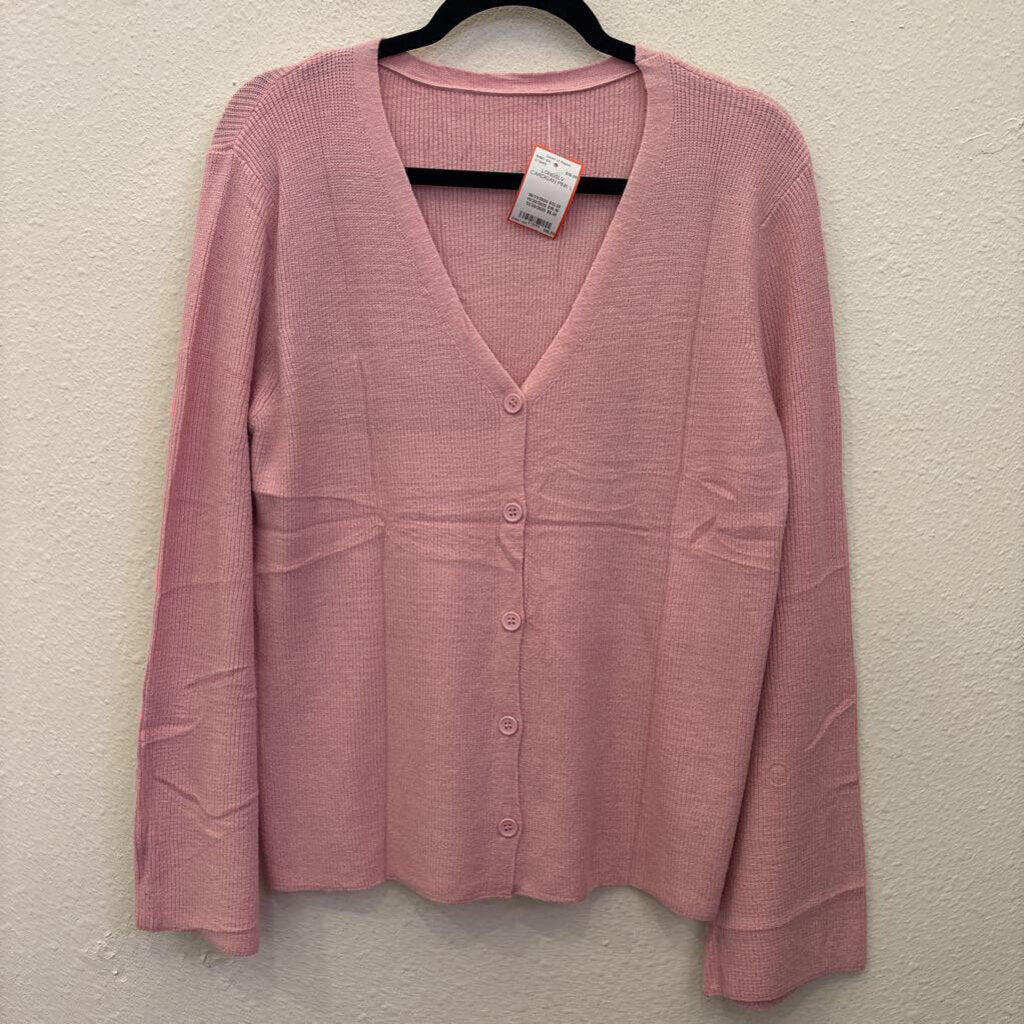 NO LABEL,LONGSLV CARDIGAN,PINK,L