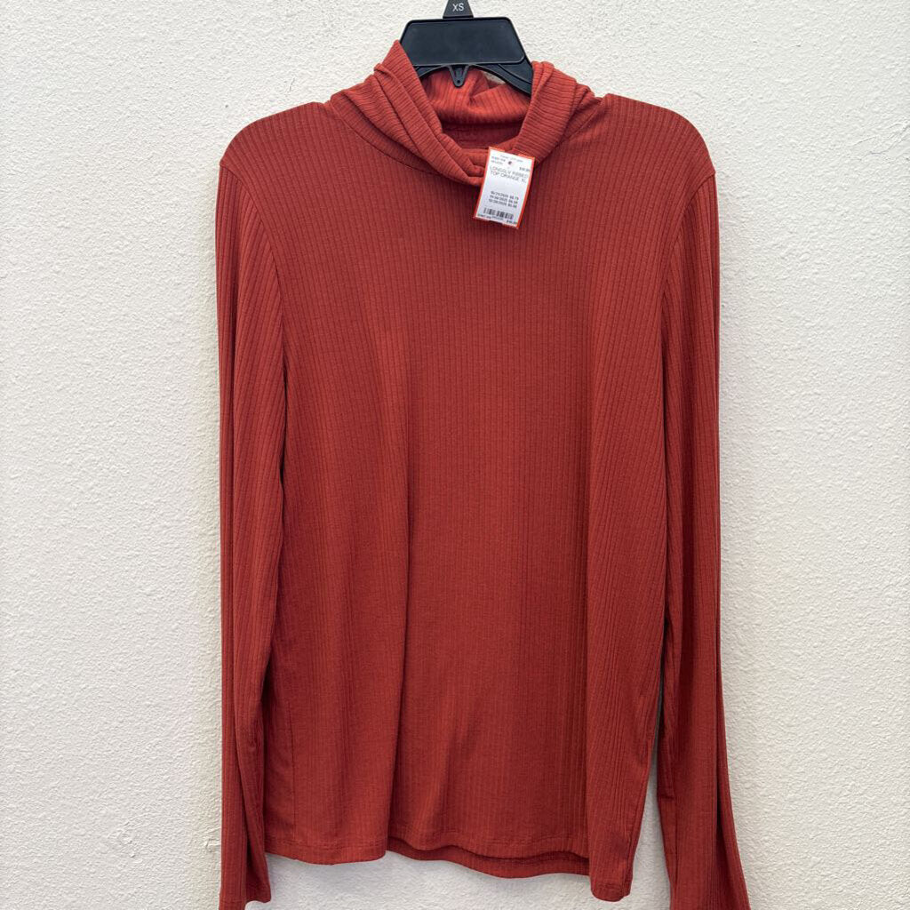 MADEWELL,LONGSLV RIBBED TOP,ORANGE,XL