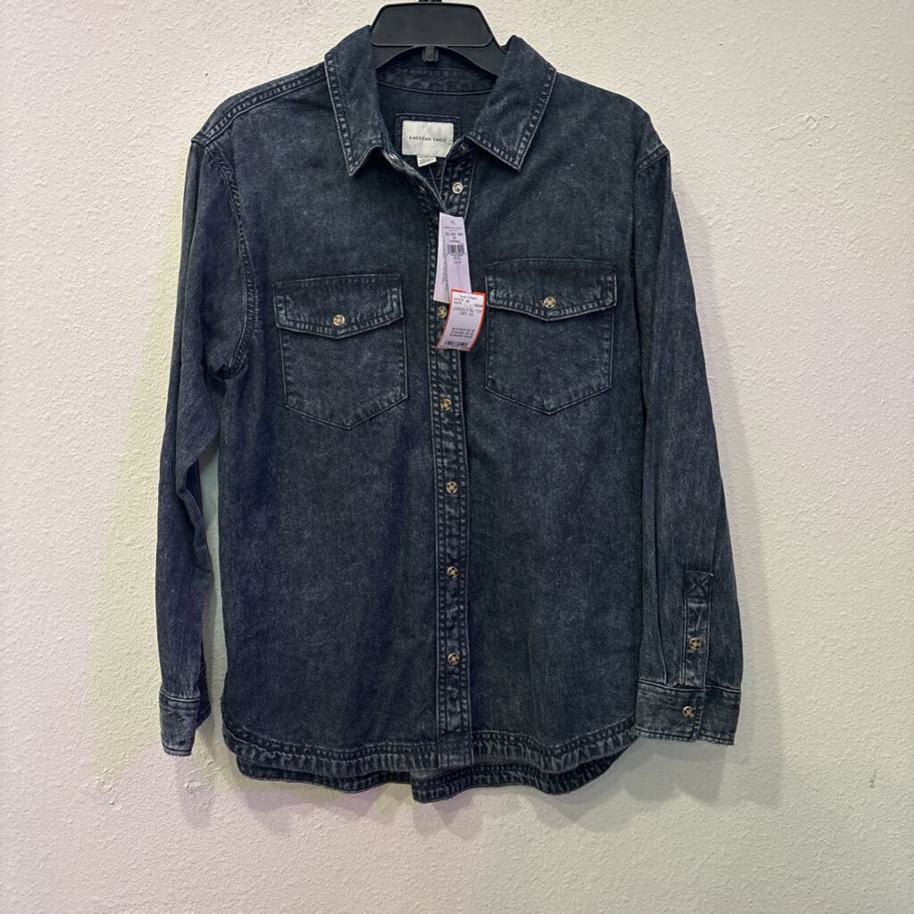 AMERICAN EAGLE,LONGSLV BU TOP,GRY,XS