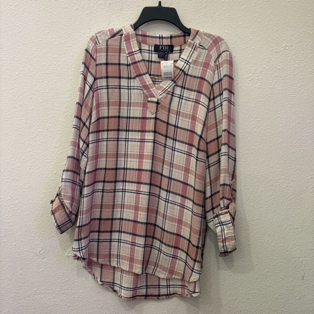 FDJ,LONGSLV PLAID TOP,MULTI ,M