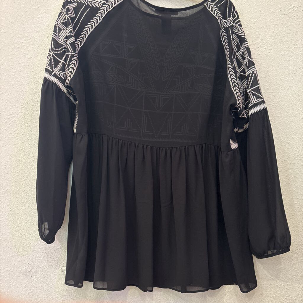 SHARON YOUNG,LONGSLV TOP,BLK,L