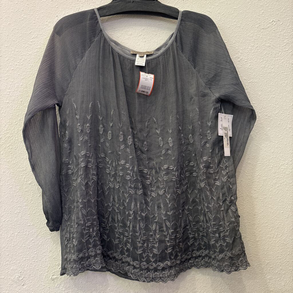 SHARON YOUNG,LONGSLV TOP,GRY,L