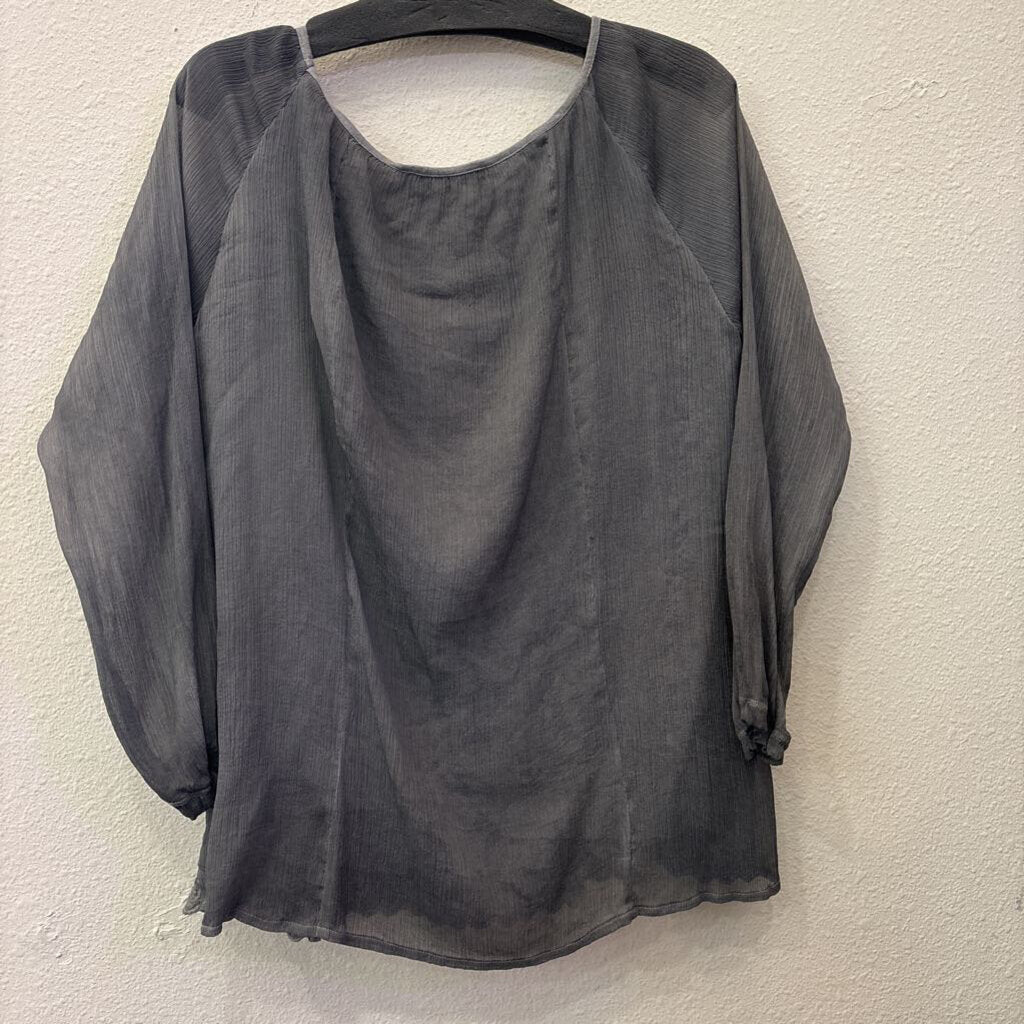 SHARON YOUNG,LONGSLV TOP,GRY,L