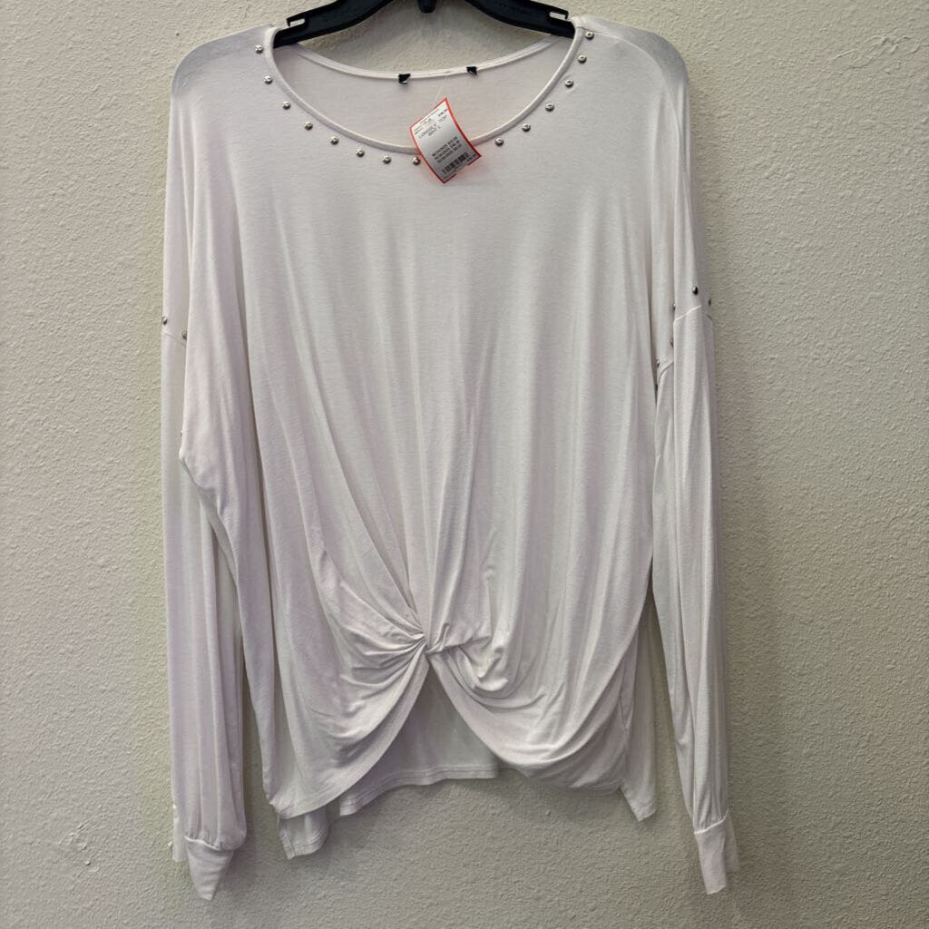 KAREN KANE,LONGSLV TOP,WHT,L