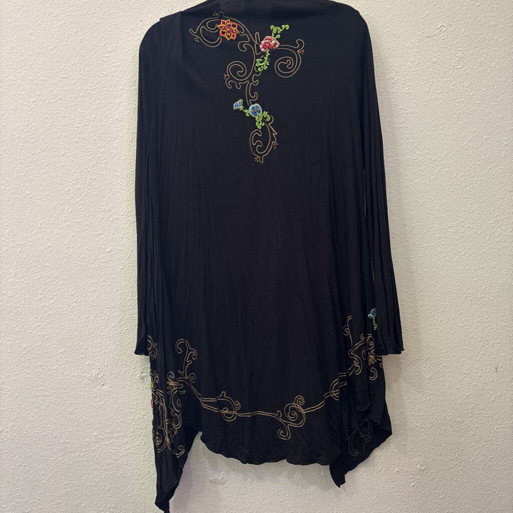 KRISTA LEE,LONGSLV CARDIGAN,BLK,L