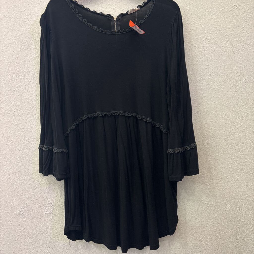 LONGSLV TUNIC TOP,BLK,L