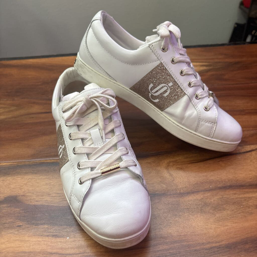 JIMMY CHOO,MONO SNEAKER,WHT,40.5