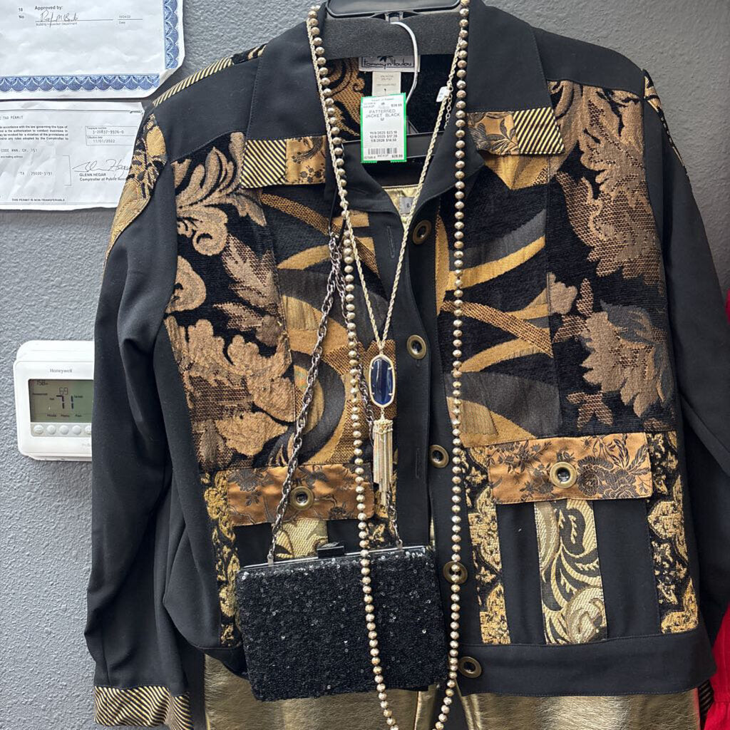 TOMMY N LOULOU,PATTERNED JACKET ,BLACK ,M