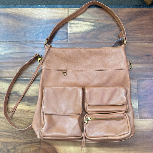 HOBO,LEATHER HOBO CROSSBODY ,CAMEL