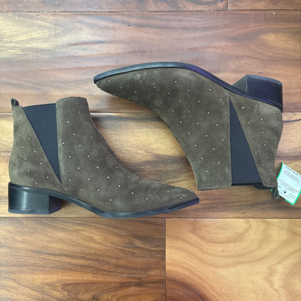 MARC JACOB,SUEDE STUD BOOTS,GREEN,8.5
