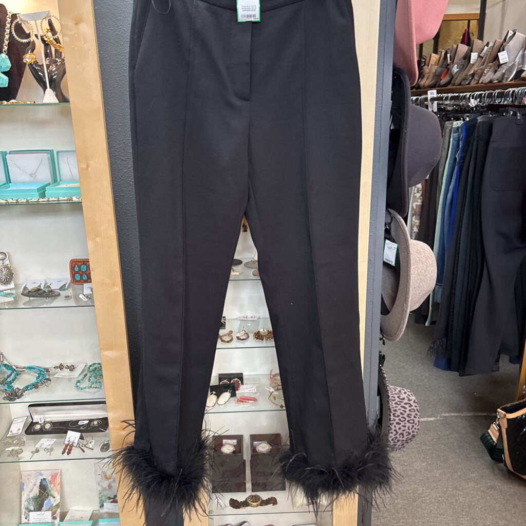 LUCYPARIS,FUR BOTTOM SLACKS ,BLK,M