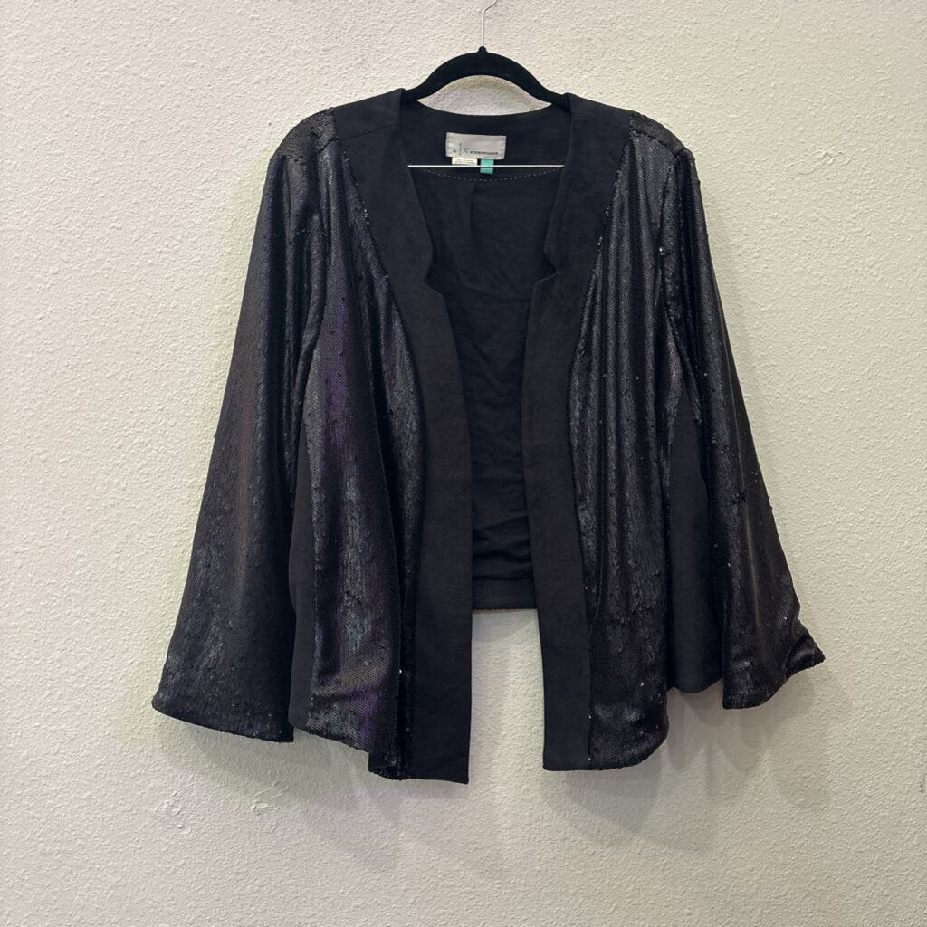 ANTHROPOLOGIE,SEQ SUEDE BLAZER ,BLK ,3X