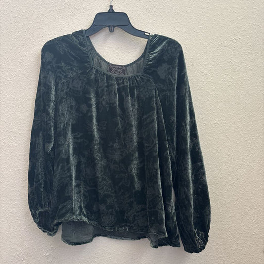 JOHNNY WAS,RAYON / VELVET TOP NATALIE,GREEN ,MEDIUM