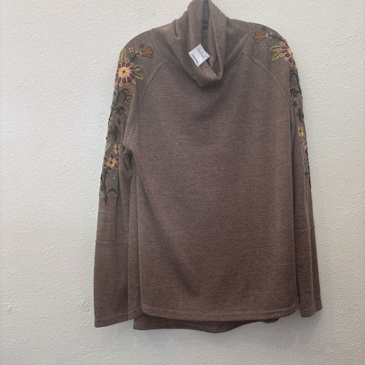 DOUBLE D RANCH,COWLNECK W/ EMBROIDERED FLOWERS,BEIGE ,L
