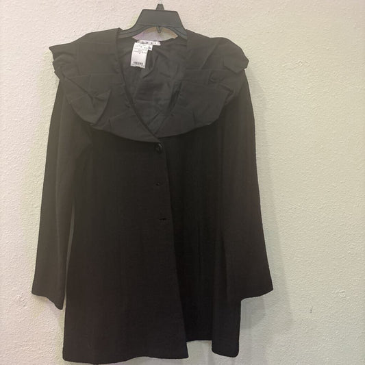 ATHLETA,RUFFLED COLLAR /WOOL CARDIGAN ,BLACK,M