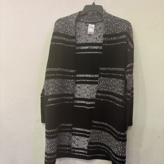 STRIPED WOOL/CASHMERE CARDIGAN, M