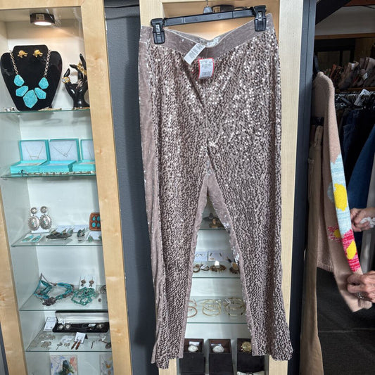 CHICOS,SEQUIN ANDF VELOUR PANT,GOLD,1