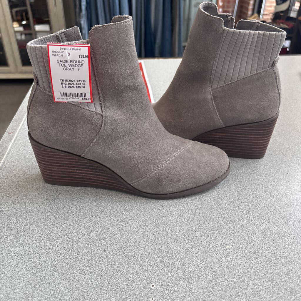 SADIE ROUND TOE WEDGE ,GRAY ,7
