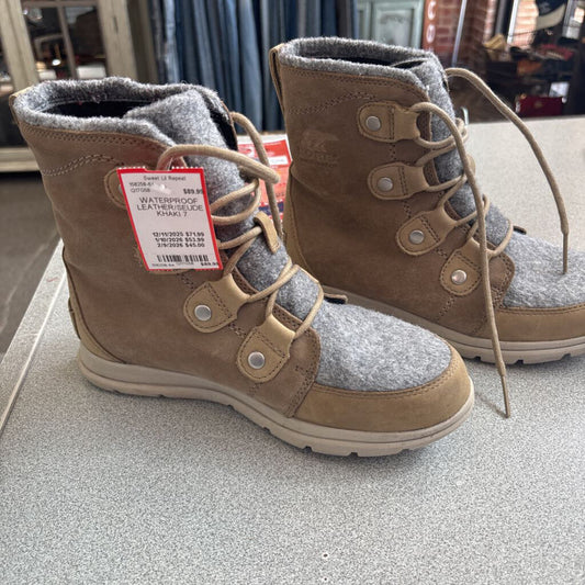 SOREL,WATERPROOF LEATHER/SEUDE,KHAKI,7