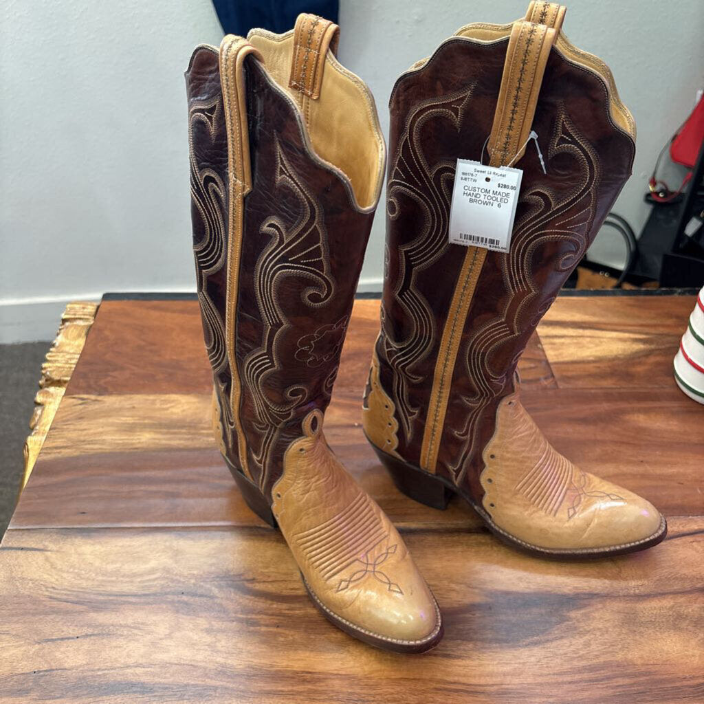 CUSTOM MADE HAND TOOLED,BROWN ,6