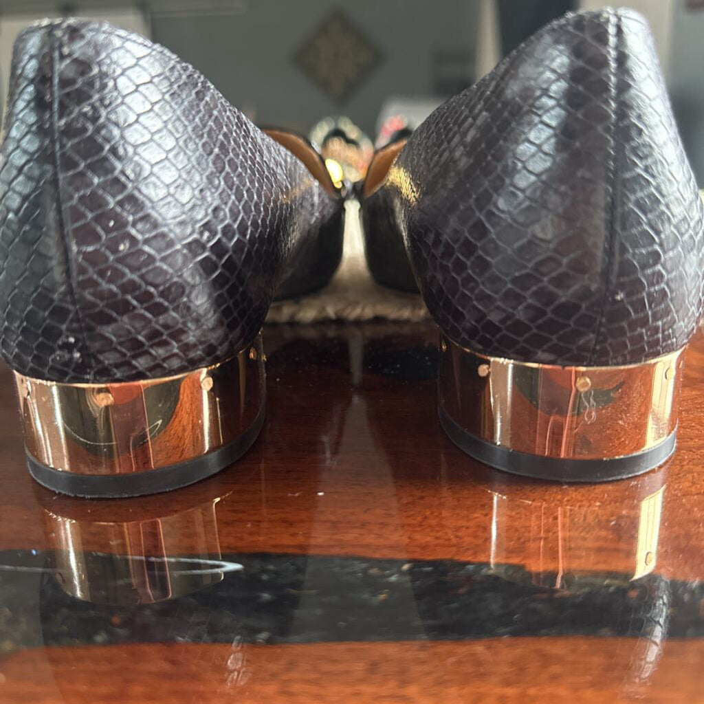 TORY BURCH,TB Buckle loafer ,Black gold,9