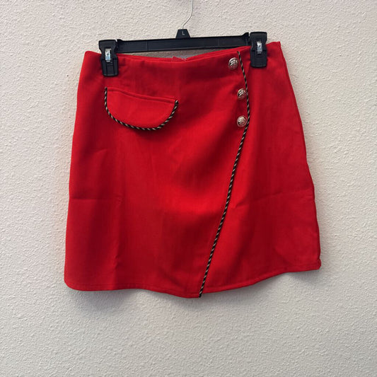 NO LABEL,BUTTON SKIRT ,red ,M