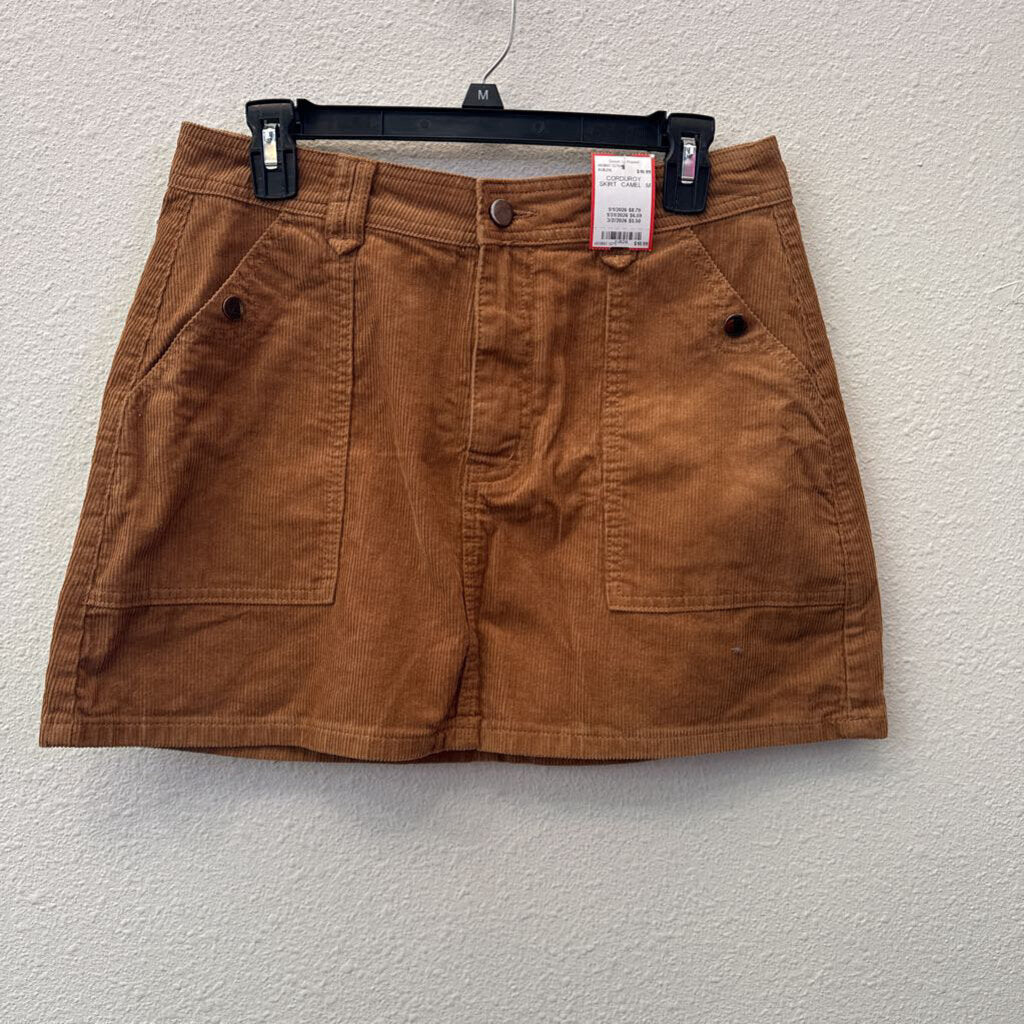 NO LABEL,CORDUROY SKIRT ,CAMEL ,M