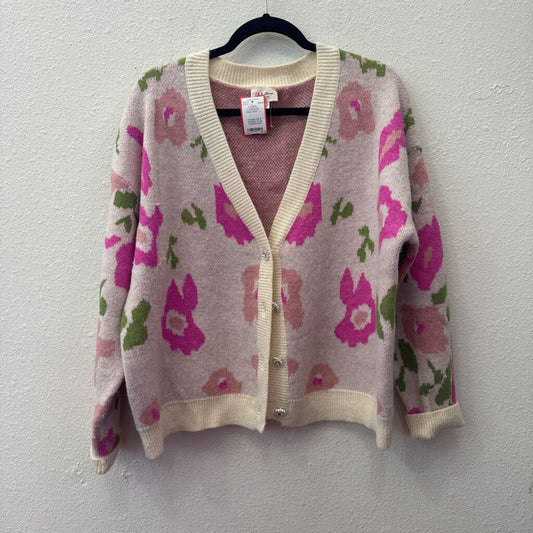 143 STORY,FLORAL CARDIGAN ,PINK/WHT ,L