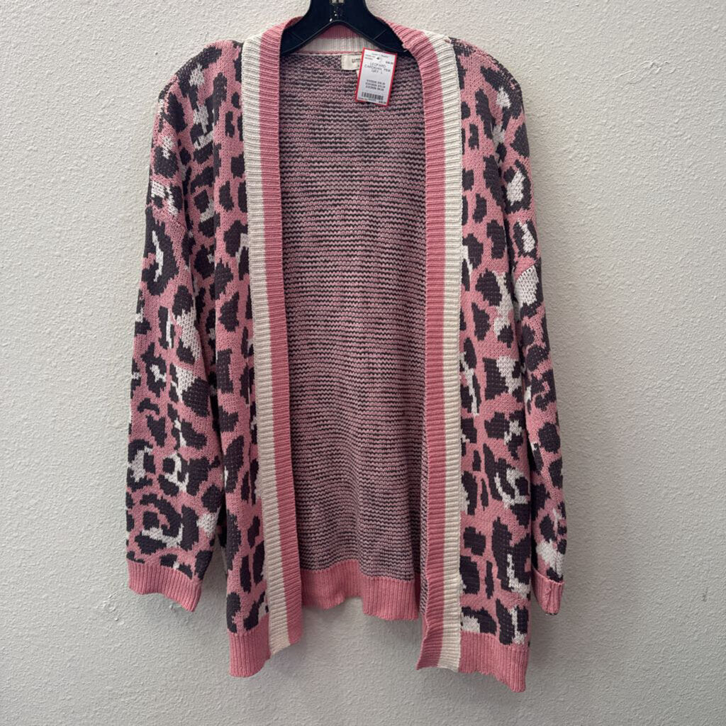 UMGEE,LEOPARD CARDIGAN ,PINK GRY ,L