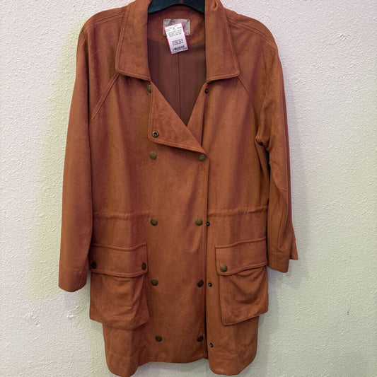 CROCHET FAUX SEUDE JACKET, RUST31.99,SM