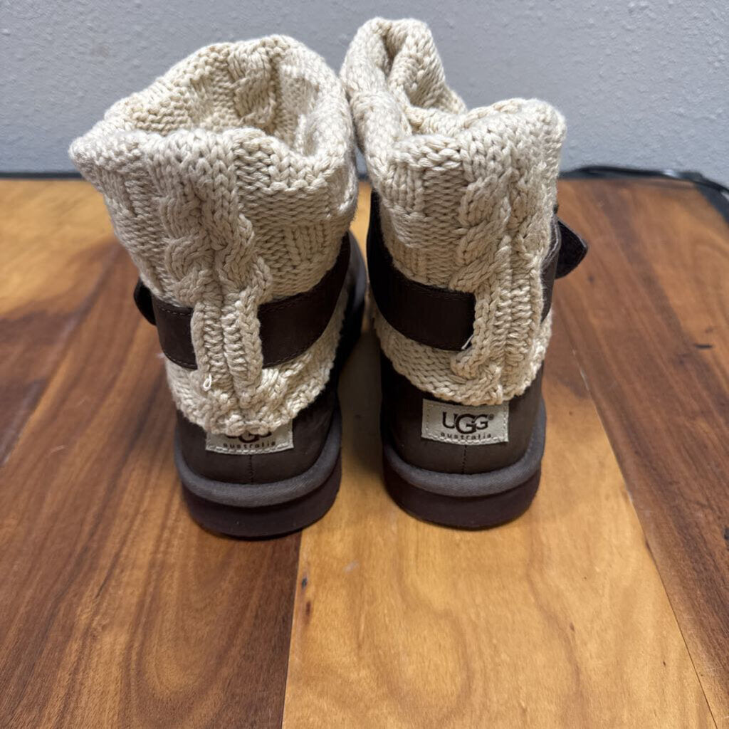 UGG,UGG LEATHER BOOT ,BROWN,8