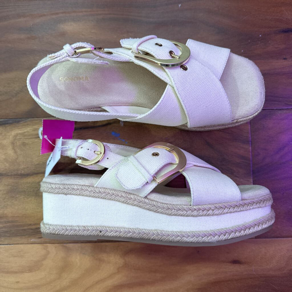 SONOMA,NWT WEDGE SANDAL ,IVORY ,8