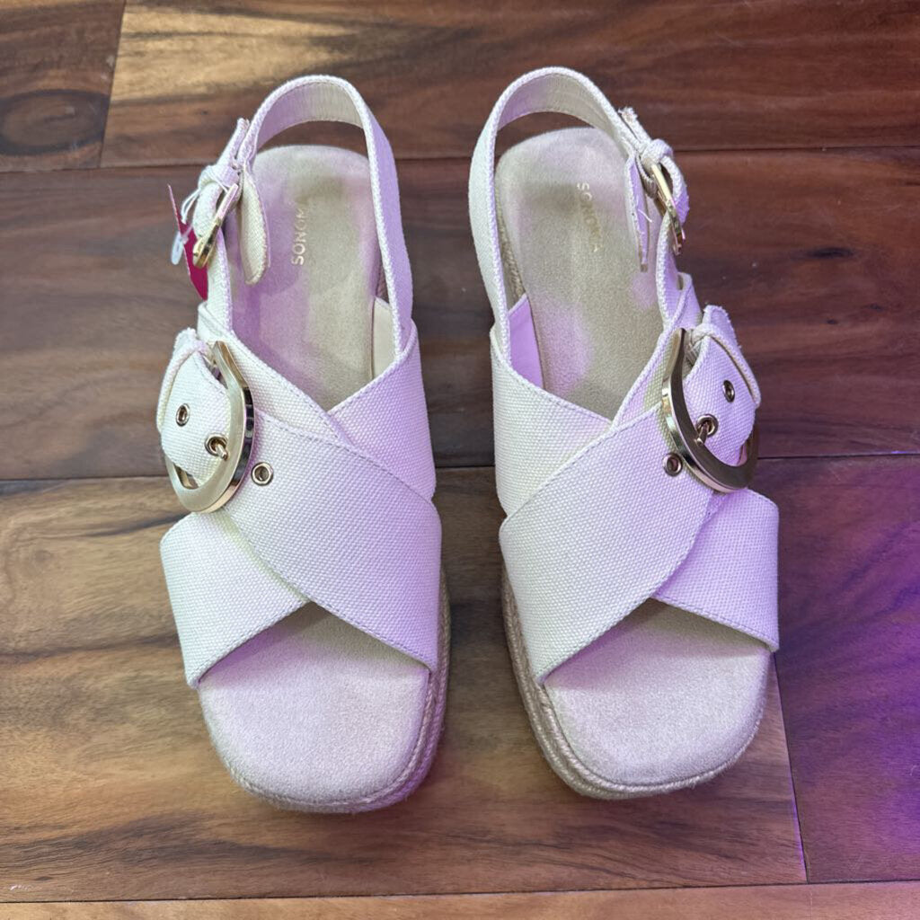 SONOMA,NWT WEDGE SANDAL ,IVORY ,8