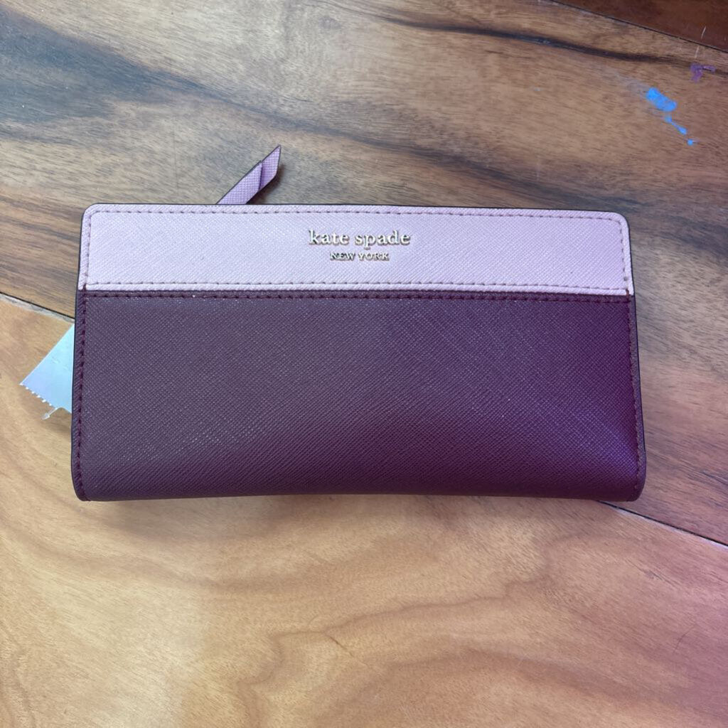 KATE SPADE,KS WALLET ,wine pink white