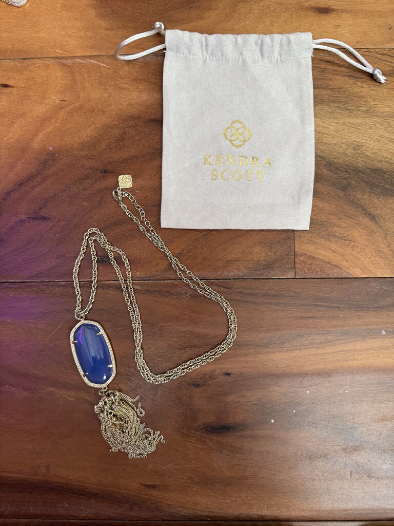 KENDRA SCOTT,KS PENDANT TASSEL NECKLACE ,GOLD BLUE