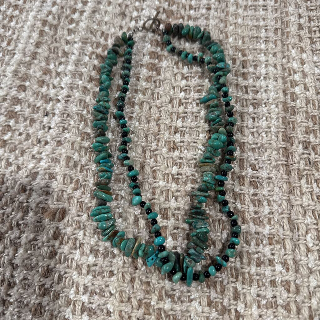 NO LABEL,Sterling Silver Turquoise Nugget Beaded Necklace,Turquoise silver